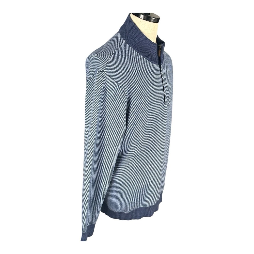 Vineyard Vines Pullover Sweater Mens Blue Mille‎ Merino Wool Quarter Sz XL - Picture 3 of 14
